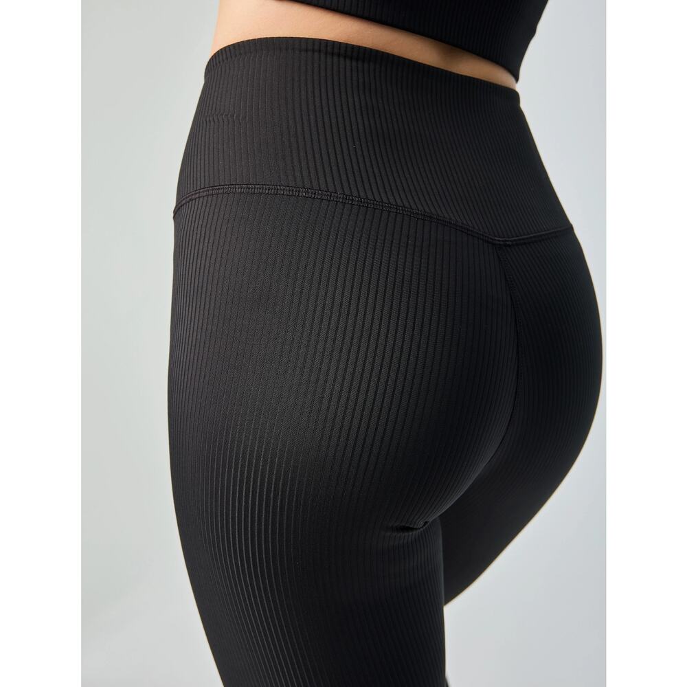 Girlfriend Collective Black Rib High-Rise Leggings Size: S - Picture 2 of 5